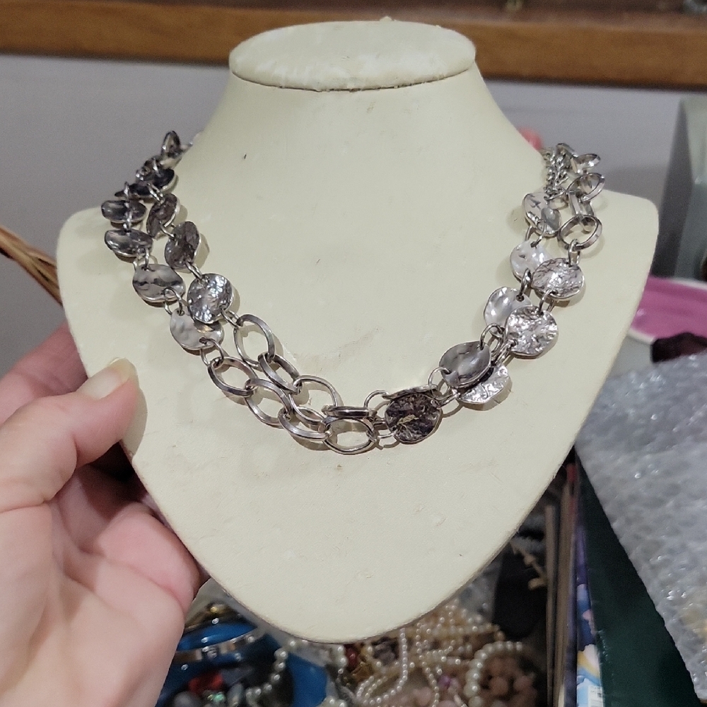 39 inch Long  Silver Chain Link Necklace